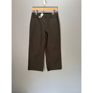 Loft Womens Olive Green High Rise Wide Leg Crop Utility Pants Size 4 Petite NWT